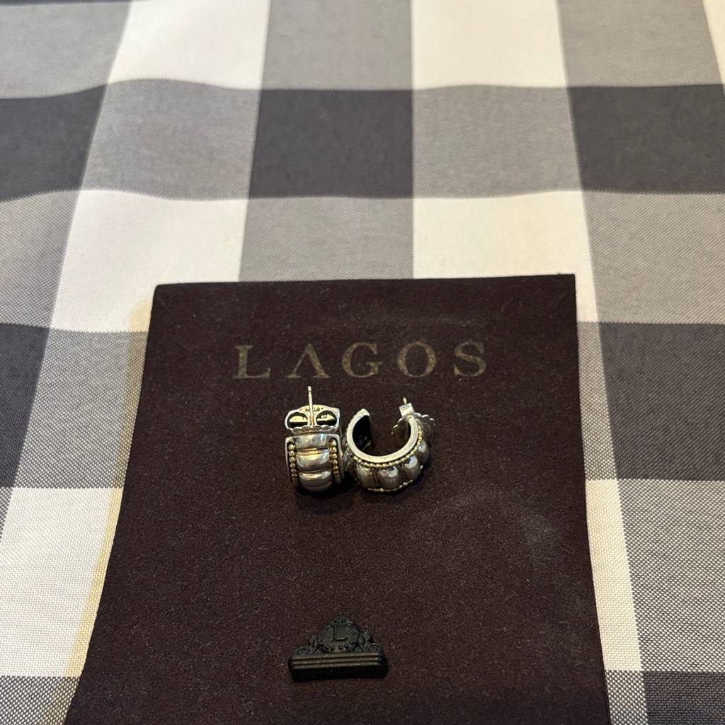 Lagos Silver Caviar Hoop Earrings Accented With 18k Gold 359$
